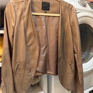 Dynamite Women's Faux Leather Taupe Blazer
